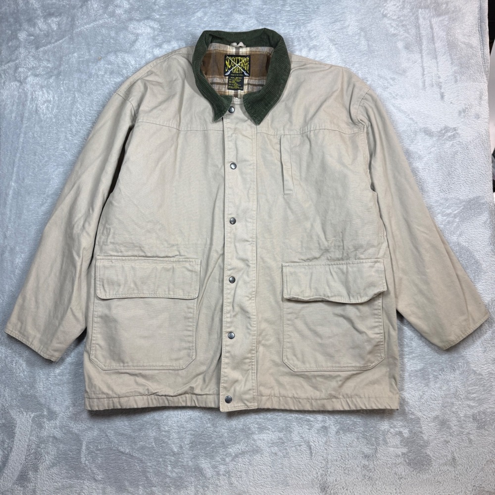 Scottish Greys Barn Jacket Mens XXL Khaki Corduroy Collar Field Coat 90s REPAIR